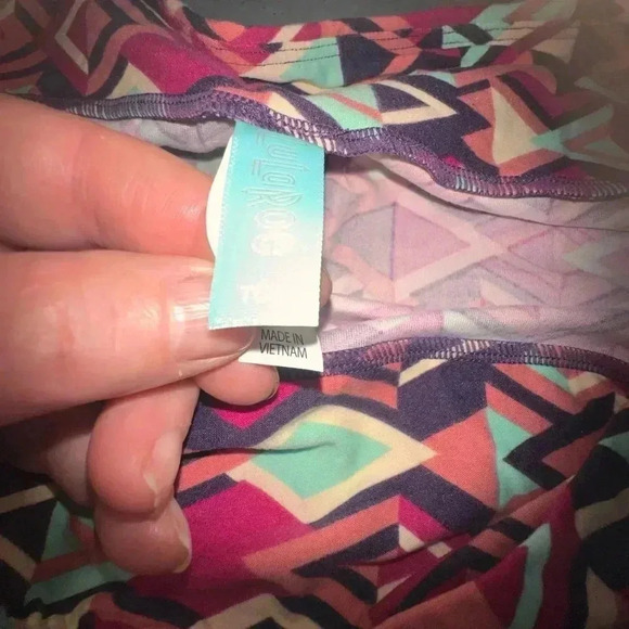 Lularoe TC2 purple& pink geometric leggings. OG designer Patrick quality &fit. - Picture 5 of 6